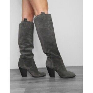 Vince Camuto Tall Shaft Suede Gray Riding Boots-SZ 7.5 B Knee High Heels Braden